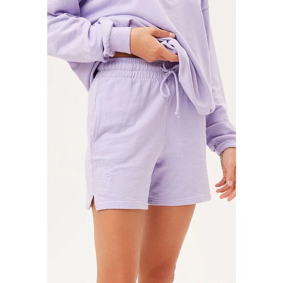 Frankies Bikinis NWT Women's Burl High Waist Oversized Sweat Purple Shorts XS - Picture 1 of 8